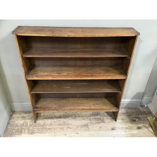 438 - A set of oak open bookshelves of four tiers, 119cm wide x 123cm high