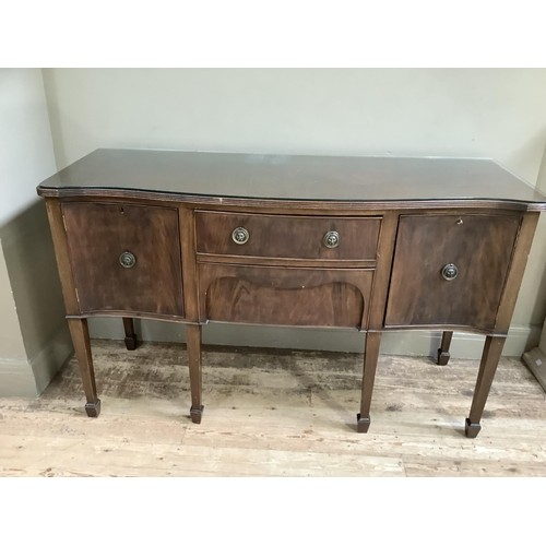 180 - A Georgian style mahogany serpentine fronted sideboard having two drawers to the centre flanked by a... 