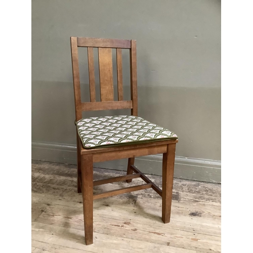 71 - Arts and Crafts oak single chair having vertical splat and rail back, full seat and on square tapere... 