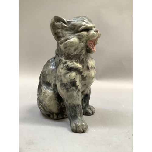 22b - A late Victorian/Edwardian pottery figure of a cat, registered number 481523