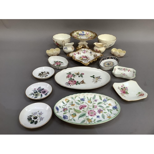 107 - Hammersley china comport, square dish, a Minton Haddon Hall oval plate, Coalport moulded and floral ... 