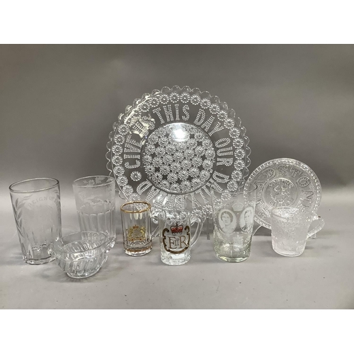 129B - Victorian and later Royal commemorative ware including etched glasses for Victoria's diamond jubilee... 