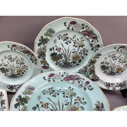 188 - An Adam's Calyx ware dinner service of Ming Jade design including six dinner plates, eight small din... 