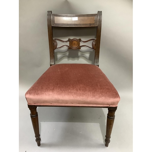 296 - A set of three 19th century mahogany dining chairs and one other