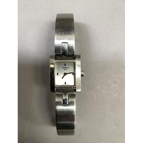 243 - A Tissot lady's 1853 quartz wristwatch in stainless steel case no. L950K OKK-JA-10788, brushed steel... 