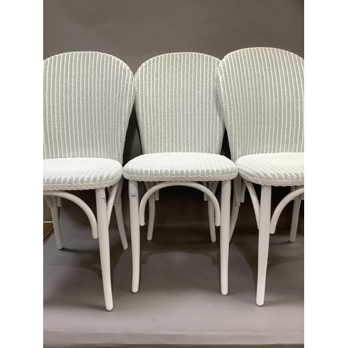 290 - Three white Lloyd Loom single chairs (modern)