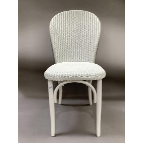 290 - Three white Lloyd Loom single chairs (modern)