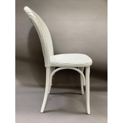 290 - Three white Lloyd Loom single chairs (modern)