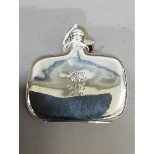 215 - An Edward VII silver spirit flask engraved with initials by James Dixon and Sons, Sheffield 1909