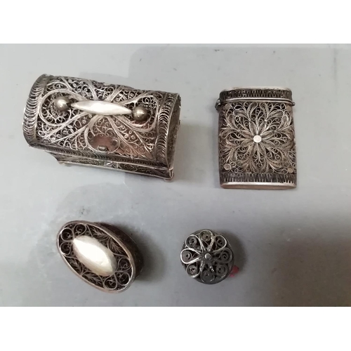 226 - Four various Eastern filigree caskets and trinkets