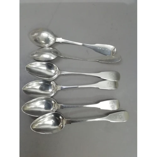 228 - A set of six George III silver fiddle pattern teaspoons, London 1809