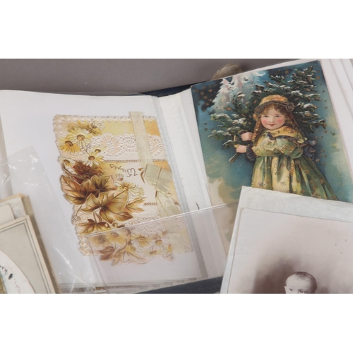 27 - A quantity of Edwardian and later greetings cards, chromolithograph scraps and bookmarks