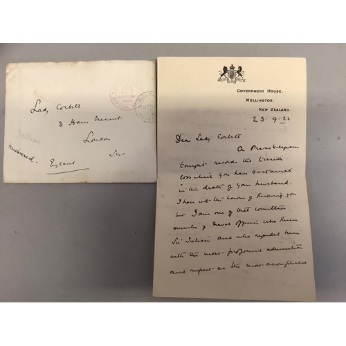 400 - Autographs: Lord Jellicoe writing to Lady Corbett 1922, from Government House, Wellington, New Zeala... 