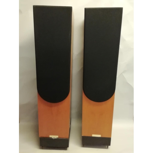 58 - A pair of Living Voice bi-wire speakers, Auditorium Serial No. M39902L, cherry wood veneered cabinet... 