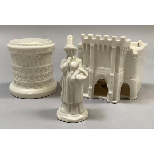 345 - A W. H. Goss porcelain model of the font in St. Martin's Church, Canterbury 7.5cm and a model of The... 