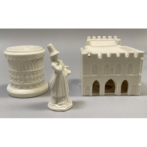 345 - A W. H. Goss porcelain model of the font in St. Martin's Church, Canterbury 7.5cm and a model of The... 