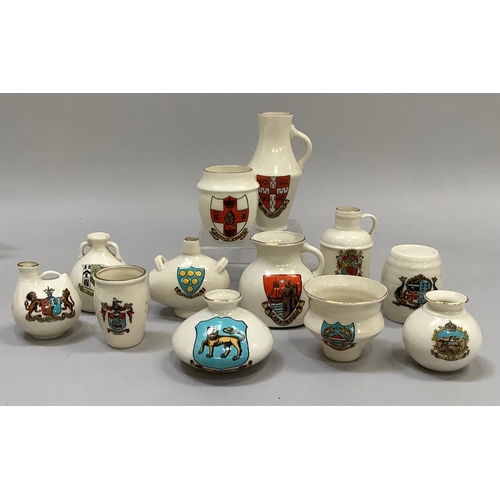 349 - A W. H. Goss porcelain model of the Cambridge pitcher and model of a jug found in an ancient moat at... 