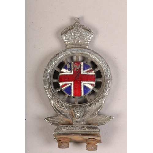 158 - An RAC full member badge c1952 with enamelled Union Jack marked Elkington