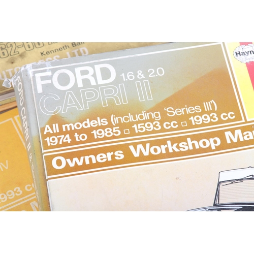 169 - Four Haynes workshop manuals for VW Type 3, Ford Capri, Ford Cortina and Austin Mini, along with two... 