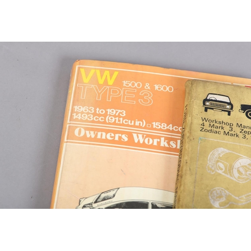 169 - Four Haynes workshop manuals for VW Type 3, Ford Capri, Ford Cortina and Austin Mini, along with two... 