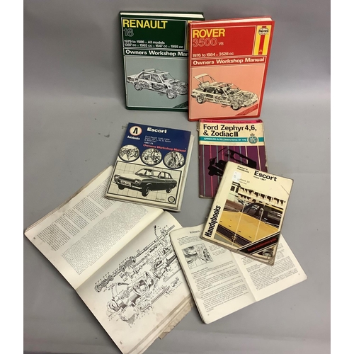 171 - Two Haynes workshop manual for Renault 18 and Rover SD1 3500, along with two Ford Escort MK1 Worksho... 