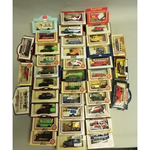 296 - A large quantity of Days Gone die cast models, including buses, lorries, trucks and horse-drawn vehi... 