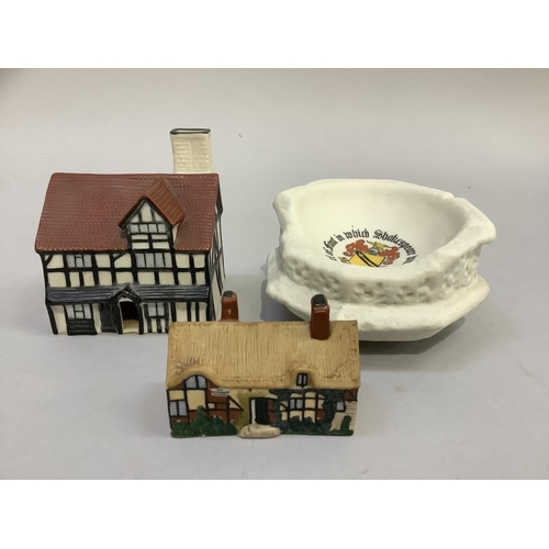 315 - A W. H. Goss porcelain model of Shakespeare's House 7.5cm wide x 8cm high; a model of Ann Hathaway's... 