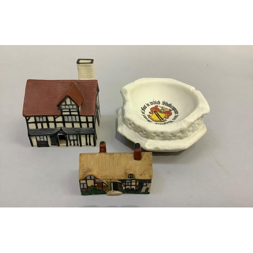 315 - A W. H. Goss porcelain model of Shakespeare's House 7.5cm wide x 8cm high; a model of Ann Hathaway's... 