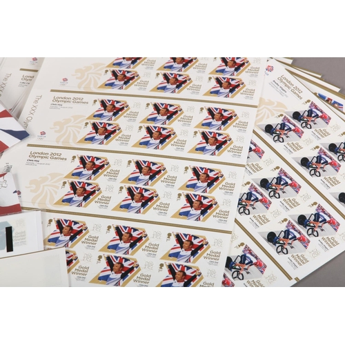 362 - One plastic folder with 56 sheets of complete Sets of GB EIIR 2012 Olympic Games Gold Medal Winners ... 