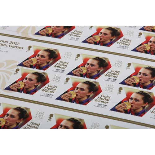 362 - One plastic folder with 56 sheets of complete Sets of GB EIIR 2012 Olympic Games Gold Medal Winners ... 