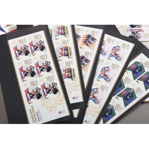 368 - One full Set of EIIR GB Olympic Games 2012 Gold Medal Winners mint unused sheetlets (29 x 6 First Cl... 