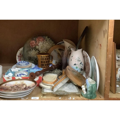 Hornsea pottery jug, decorative plates, hand painted charger, vase and