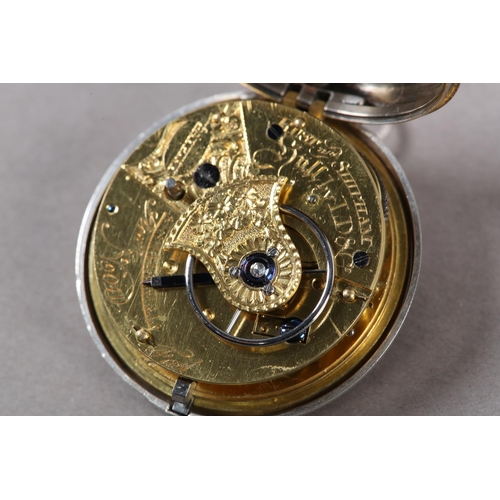 438 - A GEORGE III SILVER PAIR CASED POCKET WATCH by Rust and Shipham Hull with 'Patent' rack lever escape... 