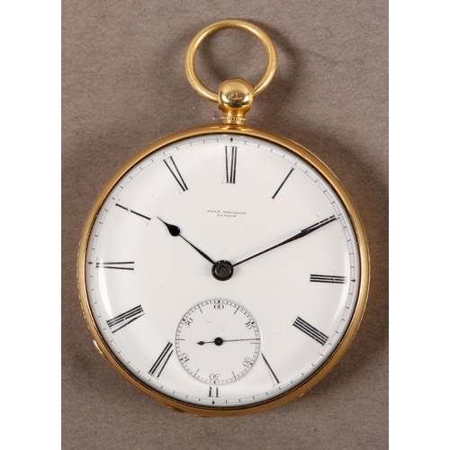 434 - A VICTORIAN POCKET WATCH by Adam Thomson New Bond Street London in an open faced 18ct gold case, dup... 