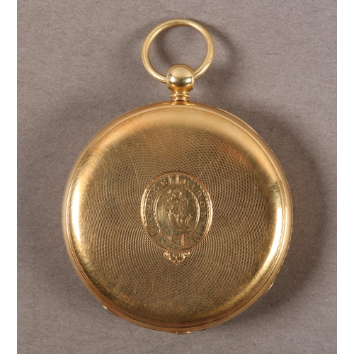 434 - A VICTORIAN POCKET WATCH by Adam Thomson New Bond Street London in an open faced 18ct gold case, dup... 