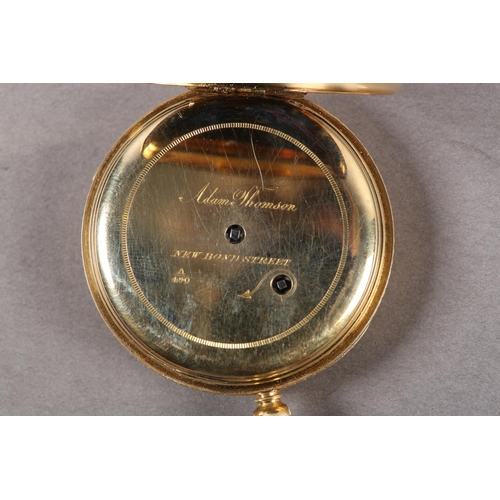 434 - A VICTORIAN POCKET WATCH by Adam Thomson New Bond Street London in an open faced 18ct gold case, dup... 