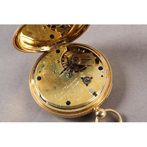 434 - A VICTORIAN POCKET WATCH by Adam Thomson New Bond Street London in an open faced 18ct gold case, dup... 