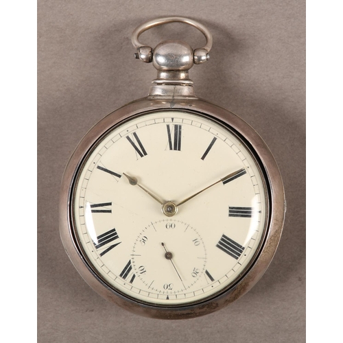 441 - A WILLIAM IV SILVER PAIR CASE POCKET WATCH by Tho's Taylor Manchester, English lever movement no. 19... 