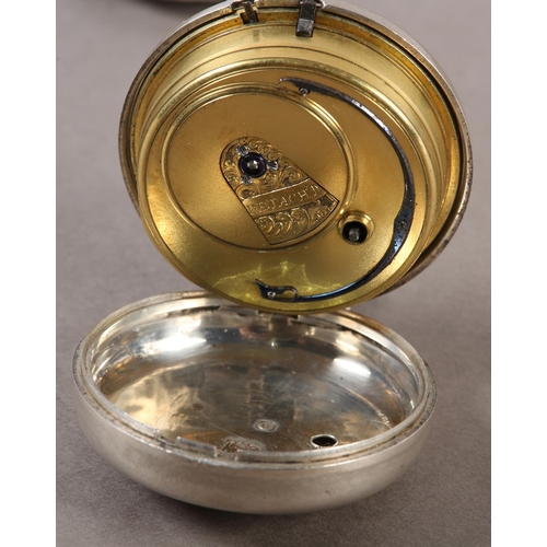 441 - A WILLIAM IV SILVER PAIR CASE POCKET WATCH by Tho's Taylor Manchester, English lever movement no. 19... 