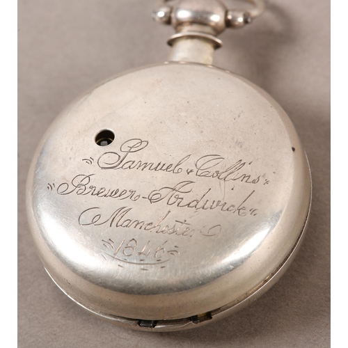 441 - A WILLIAM IV SILVER PAIR CASE POCKET WATCH by Tho's Taylor Manchester, English lever movement no. 19... 