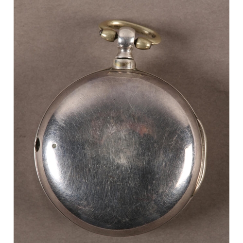 447 - A GEORGE III SILVER PAIR CASED VERGE POCKET WATCH by Brownhill 773 Leeds, fusee pinion, pinion escap... 