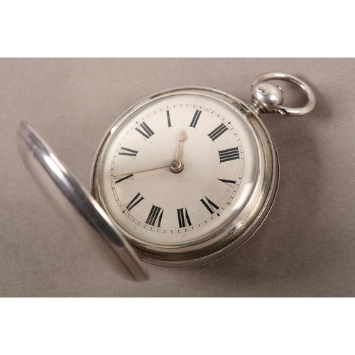 448 - A WILLIAM IV VERGE POCKET WATCH IN A SILVER HUNTER CASE by Hancock & Sons Yeovil, the fusee verge pi... 