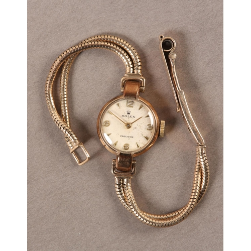 430 - A ROLEX LADY'S MANUAL WRISTWATCH 3301, c.1938, in 9ct rose gold single lug case no. 45985, 17 jewell... 