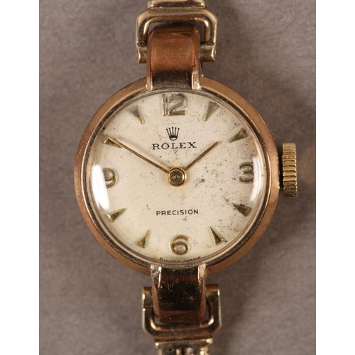 430 - A ROLEX LADY'S MANUAL WRISTWATCH 3301, c.1938, in 9ct rose gold single lug case no. 45985, 17 jewell... 