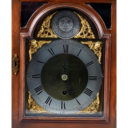 87 - A GEORGE III VERGE BRACKET CLOCK by John Partington, London, brass fusee, passing strike movement on... 