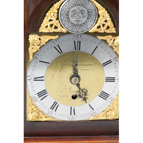 87 - A GEORGE III VERGE BRACKET CLOCK by John Partington, London, brass fusee, passing strike movement on... 