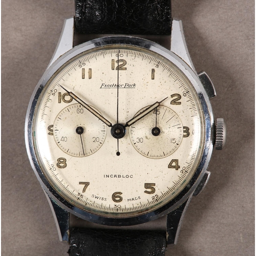 417 - AN EXCELSIOR PARK GENTLEMAN'S MANUAL CHRONOGRAPH WRISTWATCH c.1950, in chromed case with stainless s... 