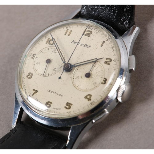 417 - AN EXCELSIOR PARK GENTLEMAN'S MANUAL CHRONOGRAPH WRISTWATCH c.1950, in chromed case with stainless s... 