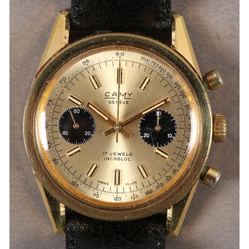 422 - A CAMY GENEVE GENTLEMAN'S MANUAL CHRONOGRAPH WRISTWATCH c.1970, in rolled gold case with stainless s... 