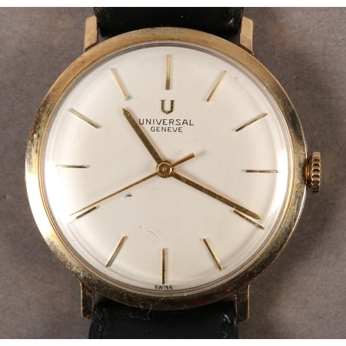 418 - A UNIVERSAL GENEVE GENTLEMAN'S MANUAL WRIST WATCH, c.1964, 9ct gold case no. 03257, 17 jewelled leve... 